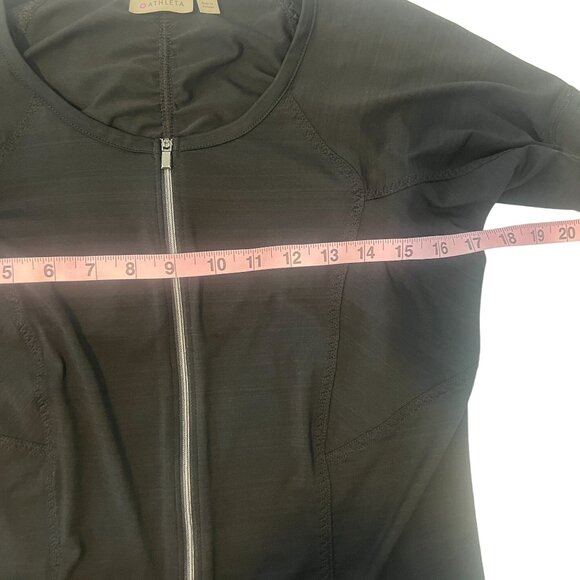Athleta‎ Women’s 1/2 Zip Long Sleeve Active Top Black Ruched with Pockets M - Picture 6 of 9